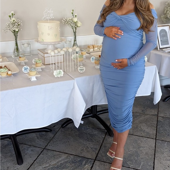 Club L London Neva Blue Midi Maternity Dress - Size 6 - Picture 6 of 6